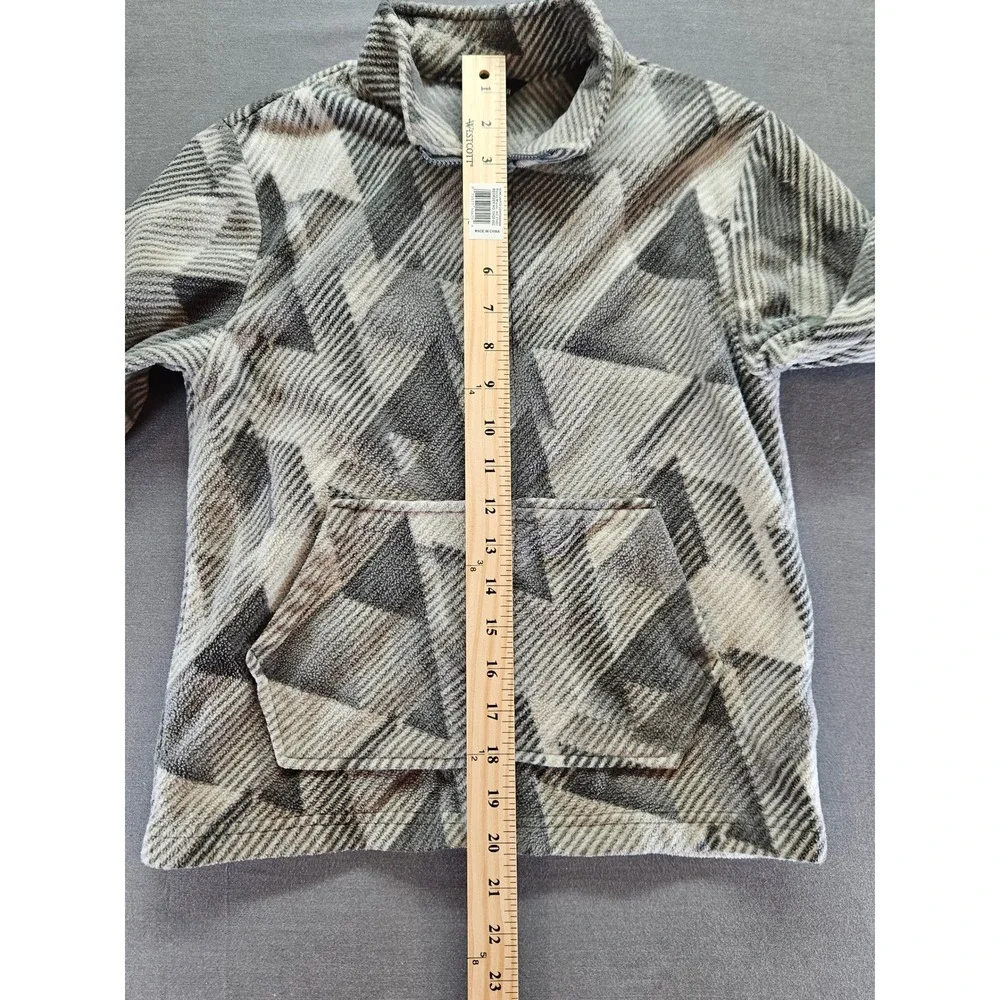 Eddie Bauer Kids Fleece Jacket Full Zip Geometric Abstract Print Grey